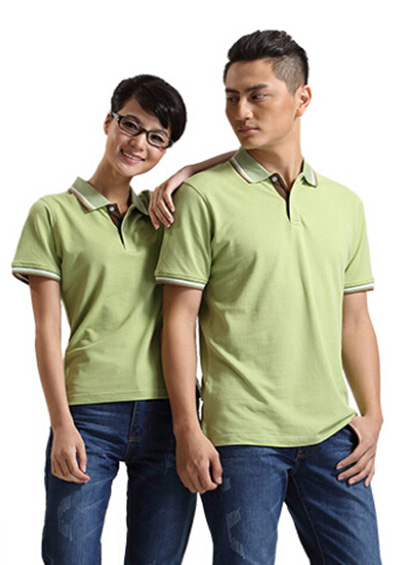 浅绿色双股纯棉T恤工作服